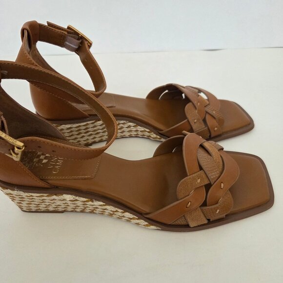 Vince Camuto Womens Baylees Sandals Sz 9 Leather Wedge Espadrille Aged Rum Brown - Picture 10 of 11